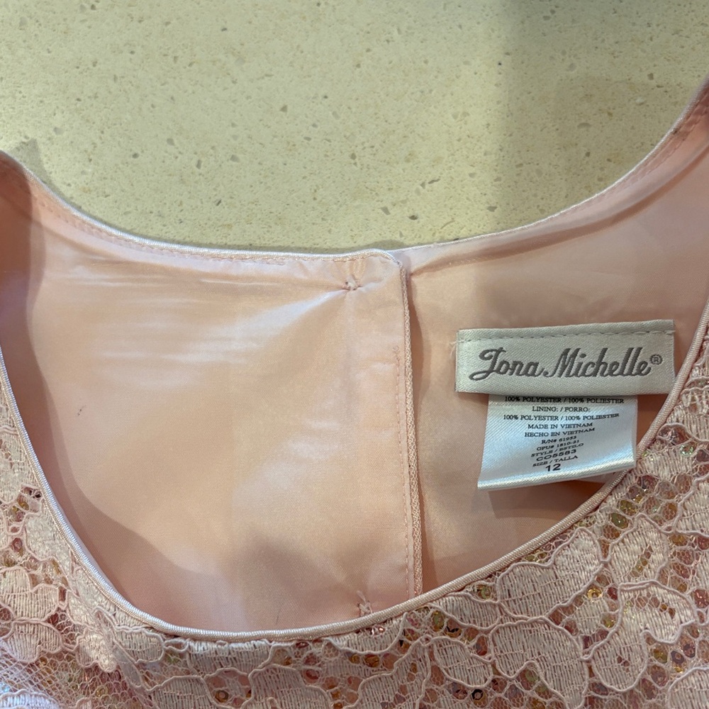 Jona Michelle Girl’s Pink Party Dress - Size 12 - Picture 11 of 16